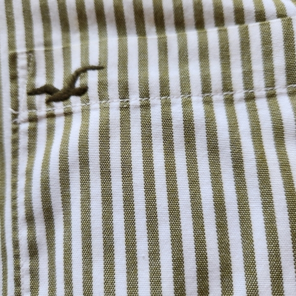 Hollister striped Men's button down army green striped button up Men's Size M - Picture 9 of 11